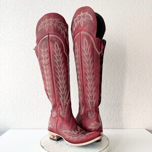 Lane LEXINGTON Over The Knee Womens Cowboy Boots 7.5 Red Western Cowgirl Lace Up